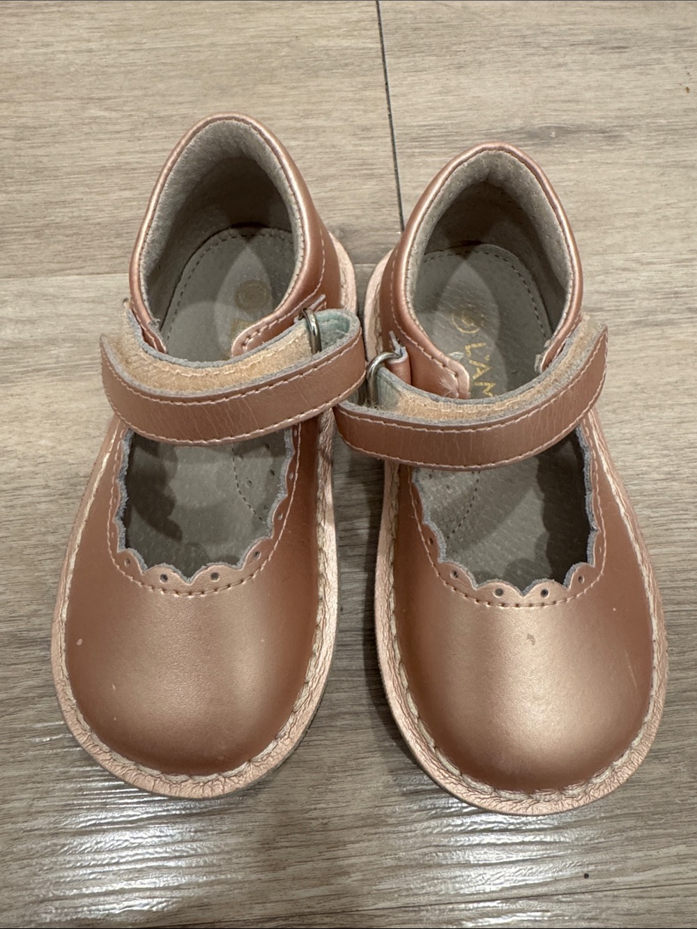 L'Amour Girls' Mary Jane Shoes in Metallic Rose
